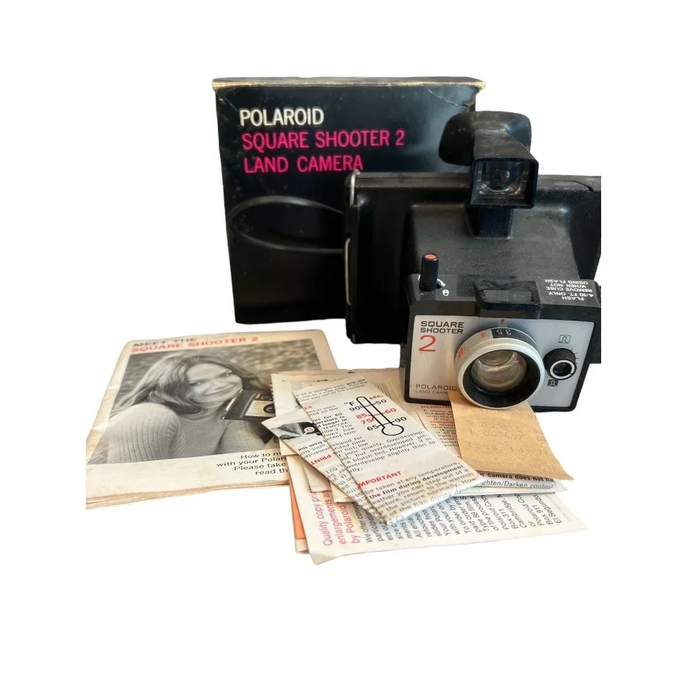 Vintage Polaroid Square Shooter 2 Land Camera Box Paperwork Instructions